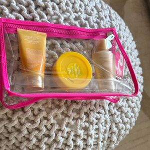 Victoria's Secret Pink and Gold Cosmetic Bag Set